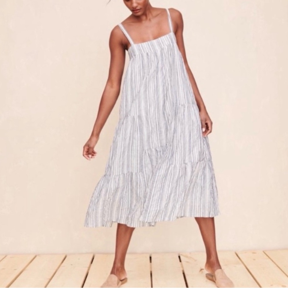 Jenni Kayne Summer Cotton Sleveless Midi Striped  Dress size L